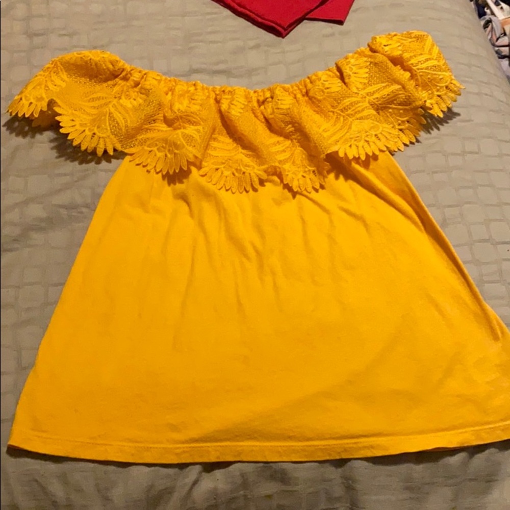 Yellow Lace Off the shoulder Top